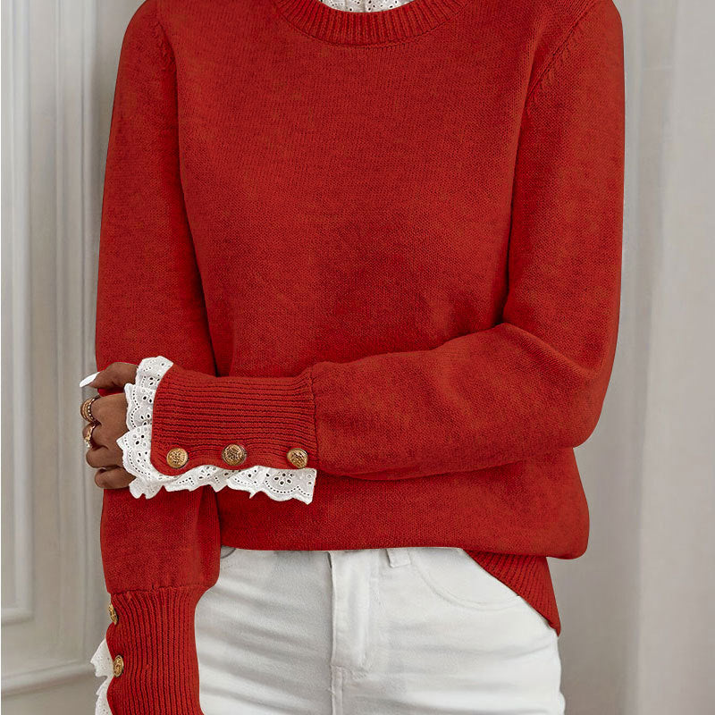 Willow Crest Lace-Knit Sweater