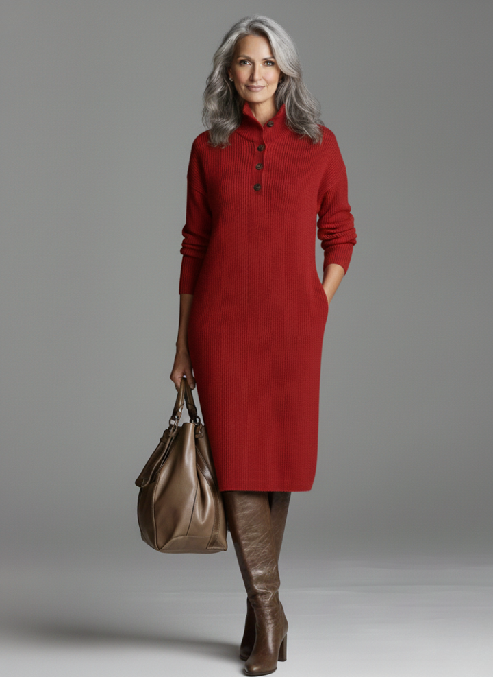 The Willow Crest Ribbed Midi Dress