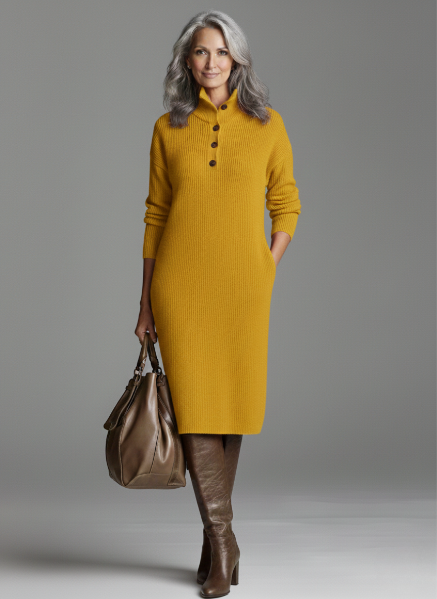 The Willow Crest Ribbed Midi Dress