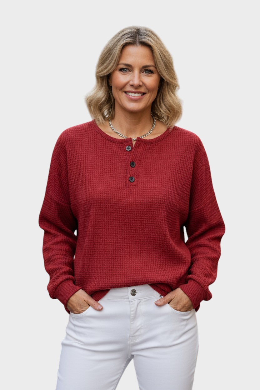 The Maren Waffle Knit Pullover