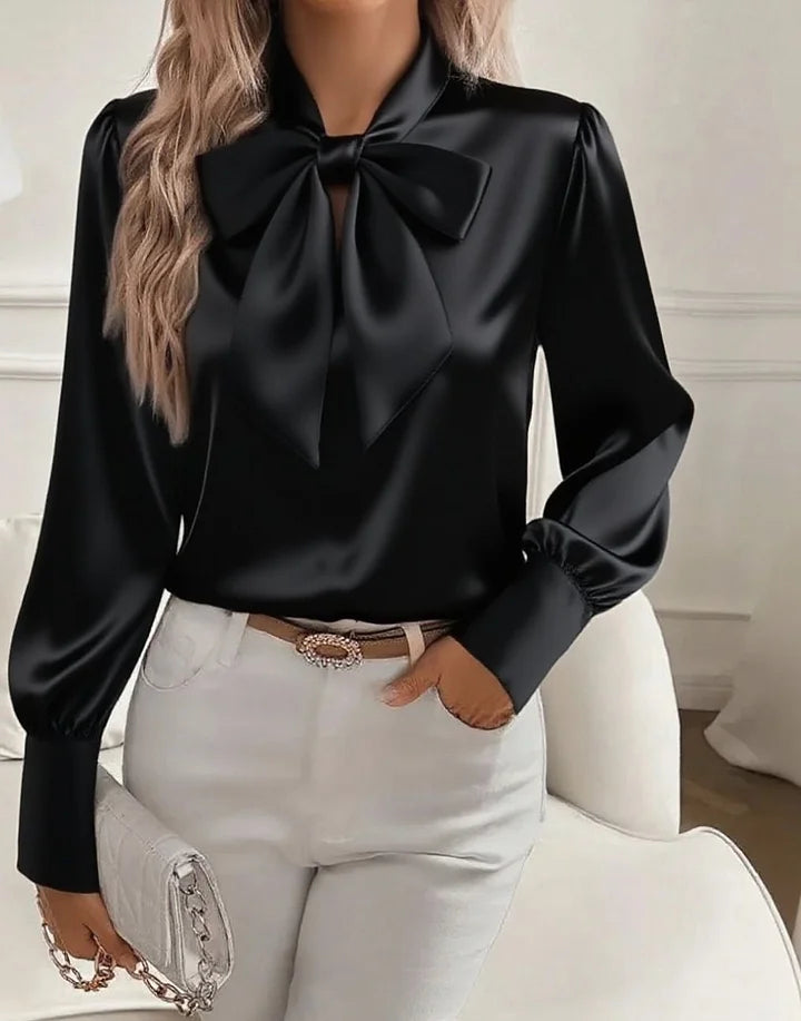 Willow Cove Satin Bow Blouse